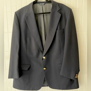 Vintage Burberry Navy Wool Oversized Blazer Gold Buttons